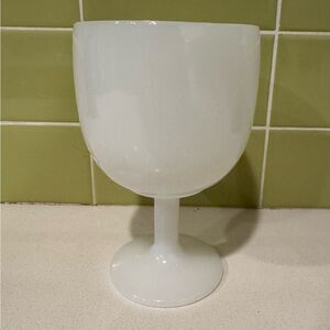 Vintage White Milk Glass Pedestal Goblet with Star Pattern